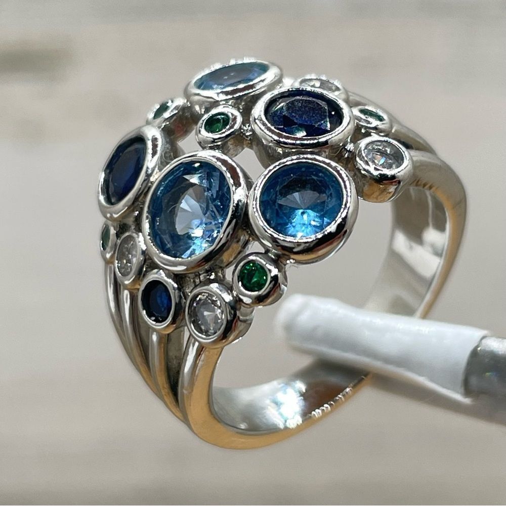 Beautiful Statement Bubble Blue White Sapphire Di… - image 2